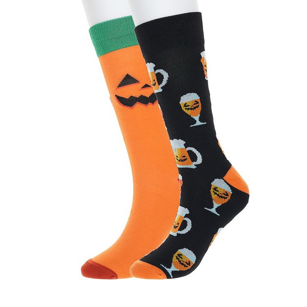 Twisted Toes Men's Halloween Socks - Orange and Black 🎃